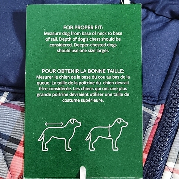 Nwt Humane Society Navy Blue and Red Plaid Quilted Pet Jacket size XL - Picture 9 of 10